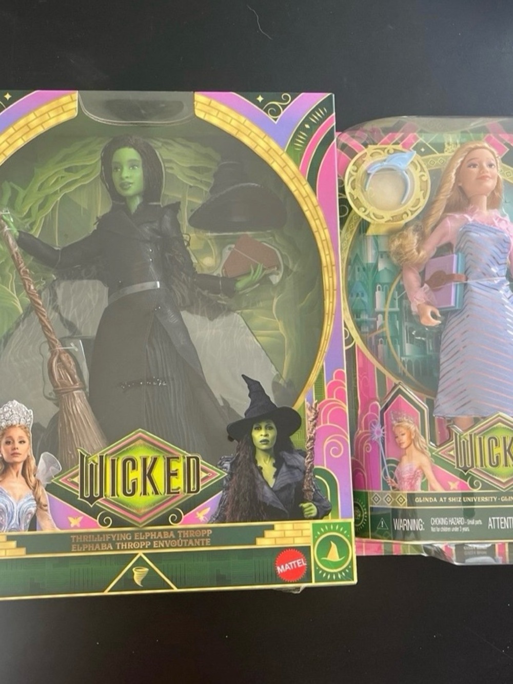Wicked Thrillifying Elphaba Thropp & Glinda at Shiz University doll set NIB